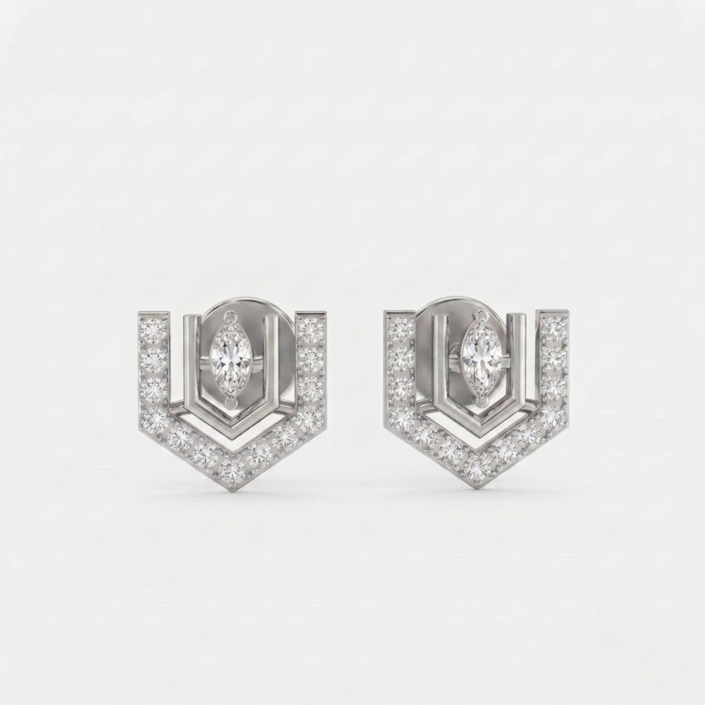 Art Deco Marquise & Chevron Diamond Earrings