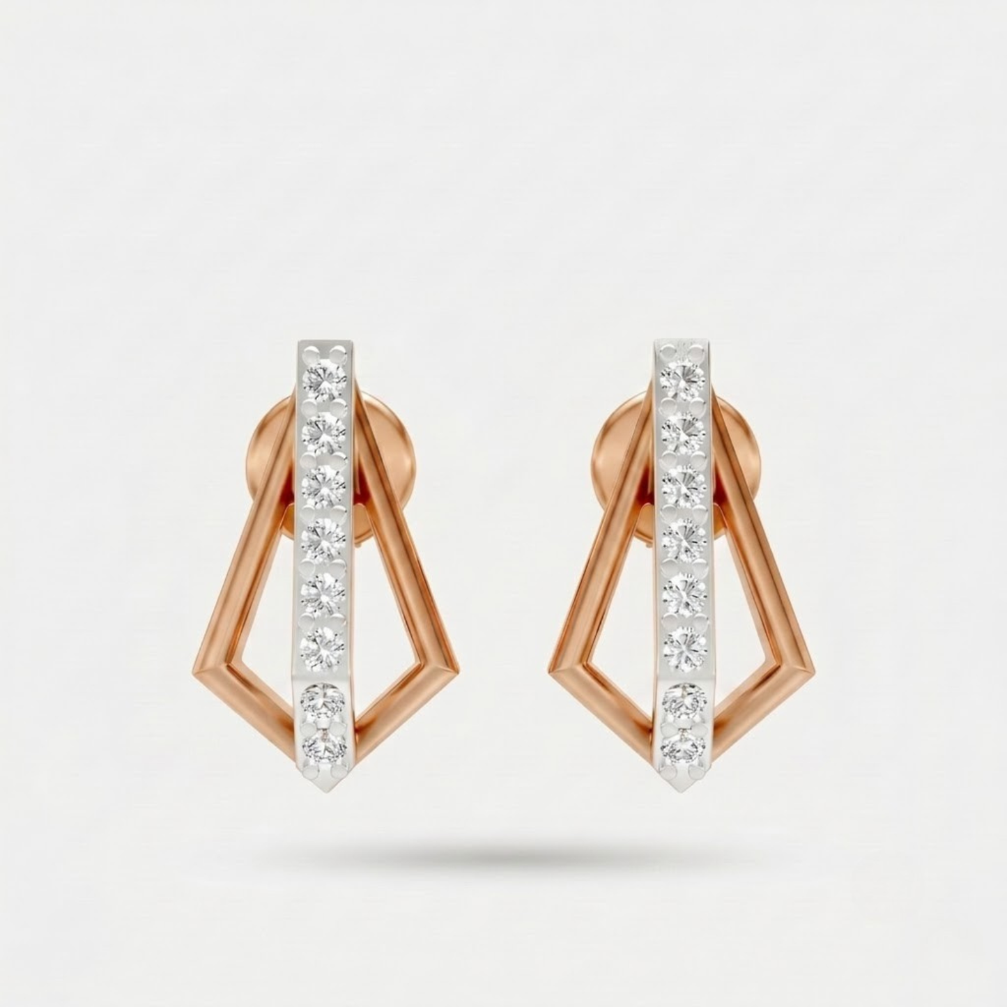 Modern Open Kite Diamond Stud Earrings