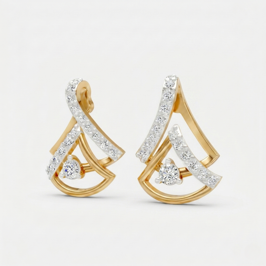 Floral Cluster Earrings with Open Teardrop Stud
