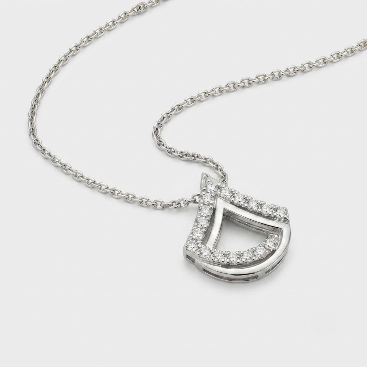 Geometric Fan-Motif Diamond Necklace