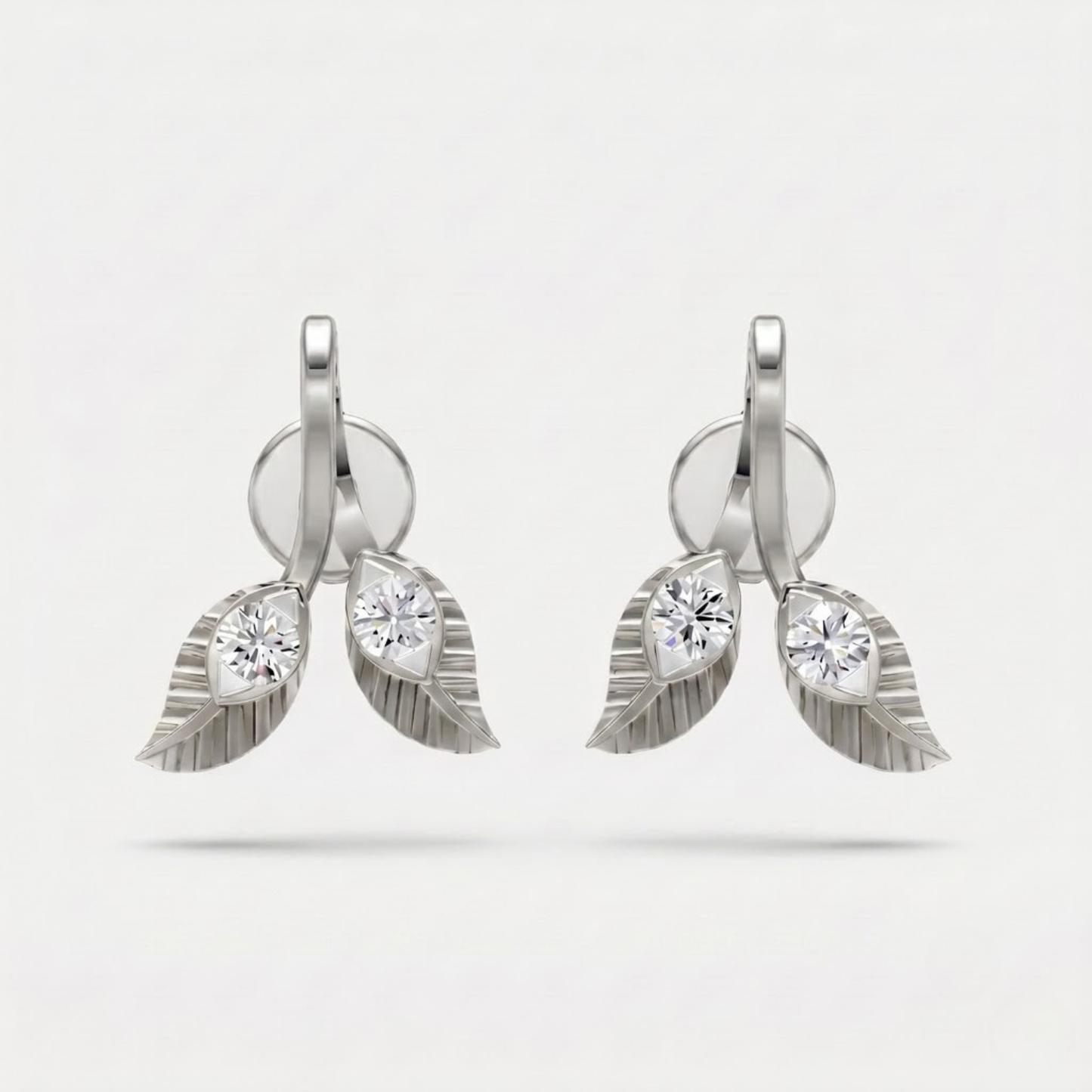 Leaf Shape Moissanite Stud Earrings
