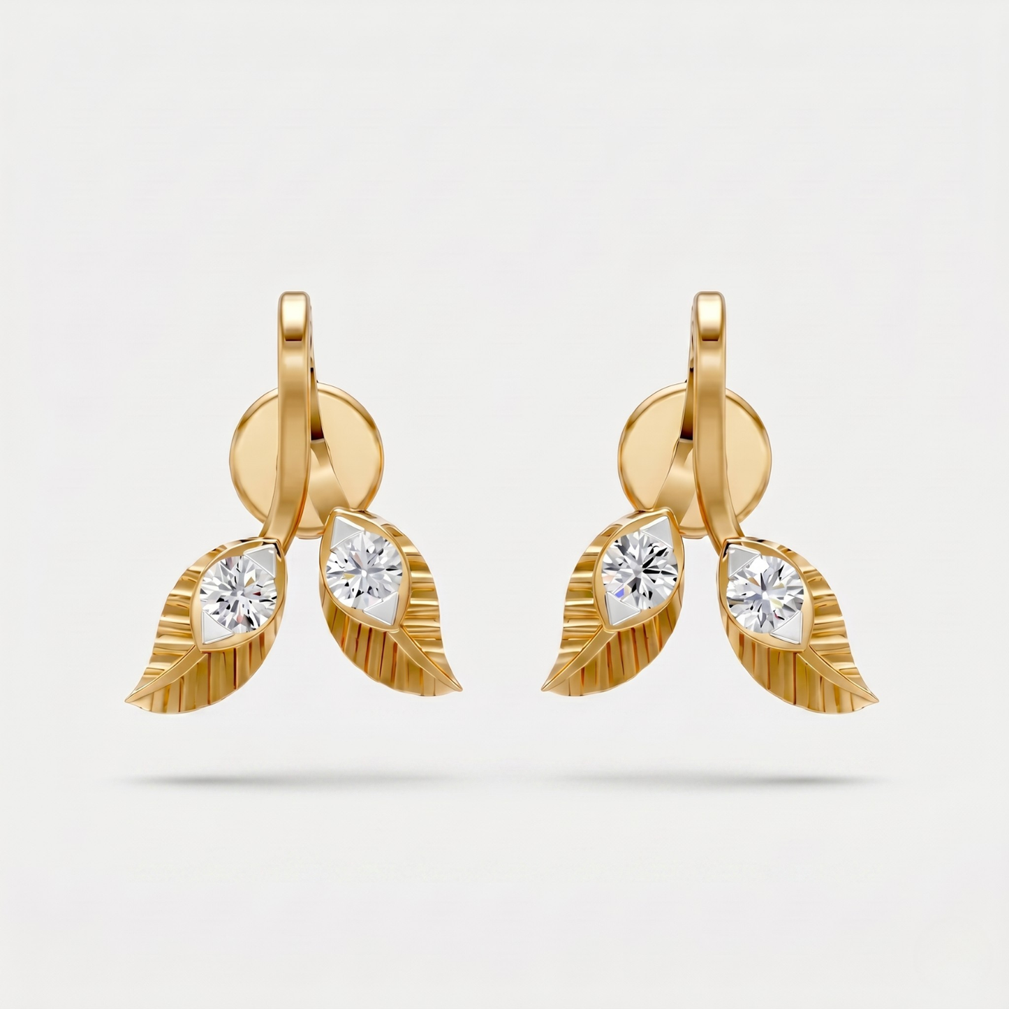 Leaf Shape Moissanite Stud Earrings