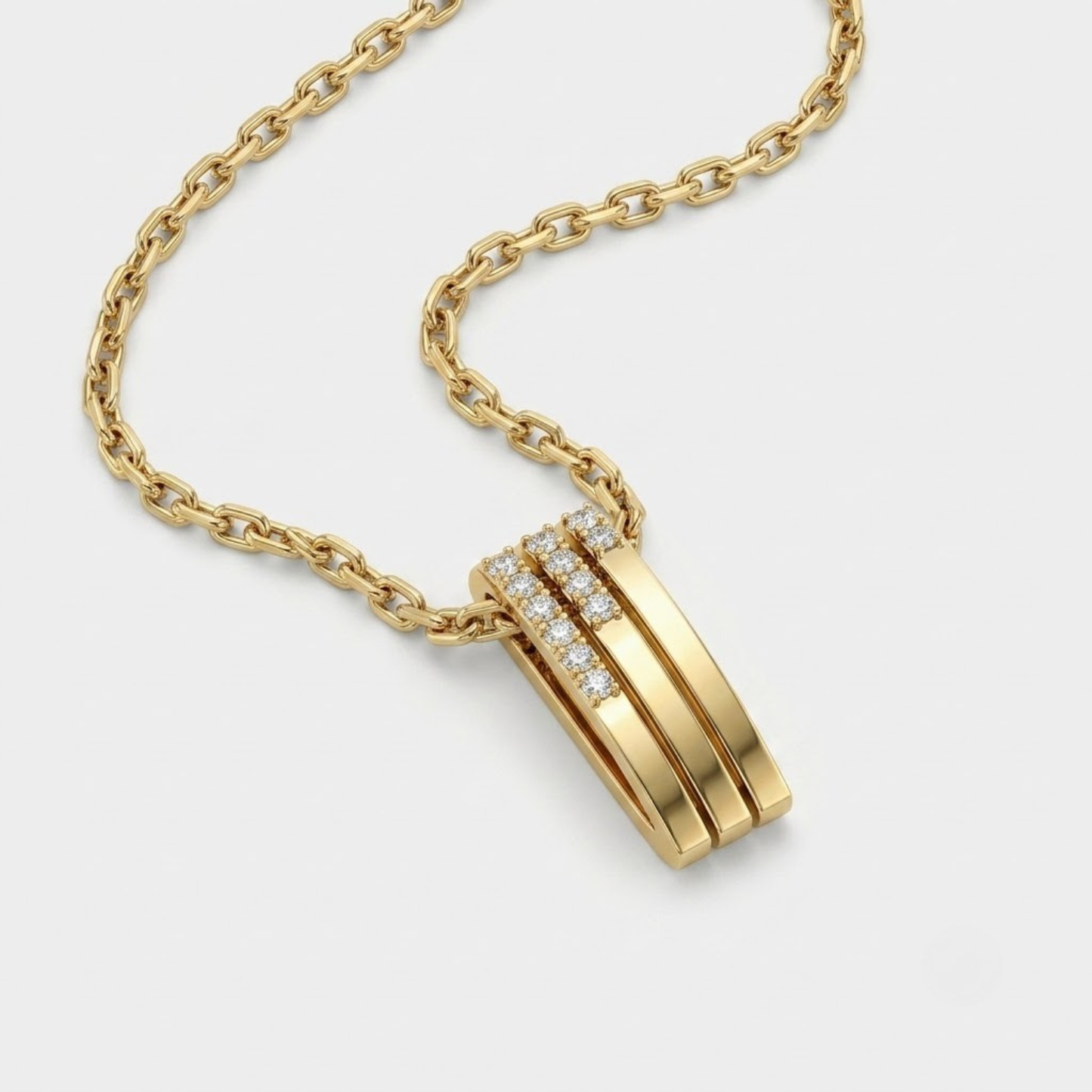 Triple Bar Pavé Diamond Drop Necklace