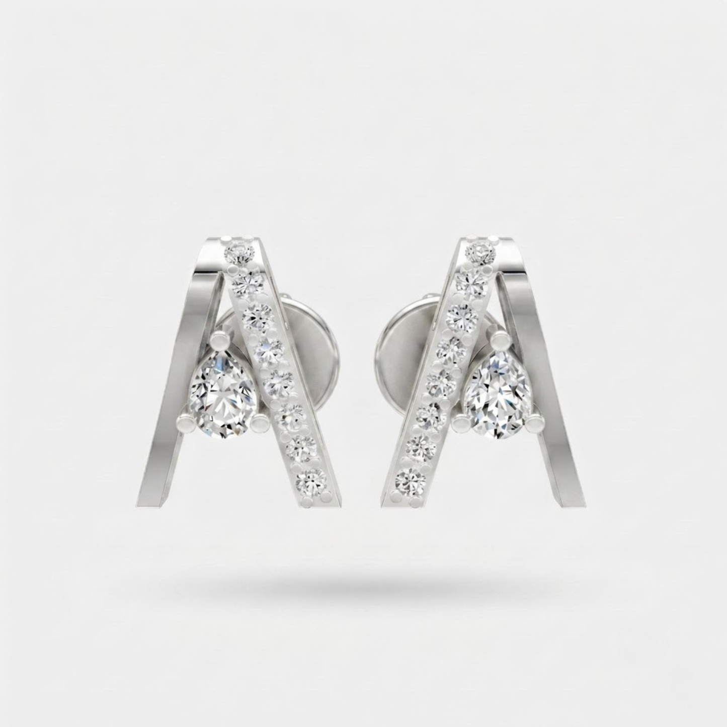 Pear Drop Diamond Stud Earrings