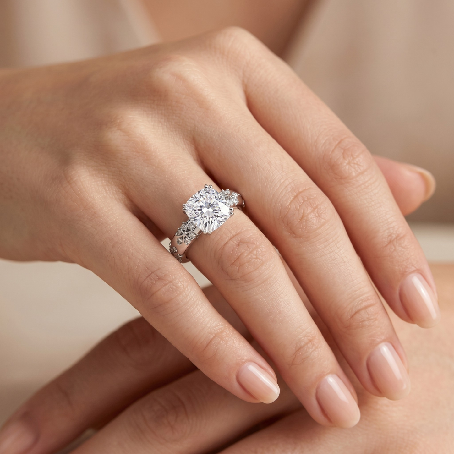 Classic Round Solitaire Pavé Ring