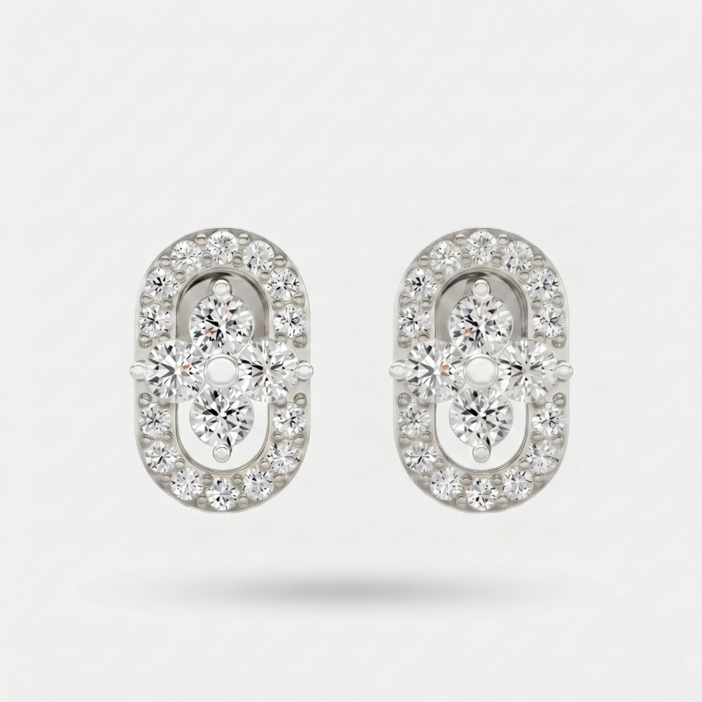 Modern Diamond Floral Center Round Studs