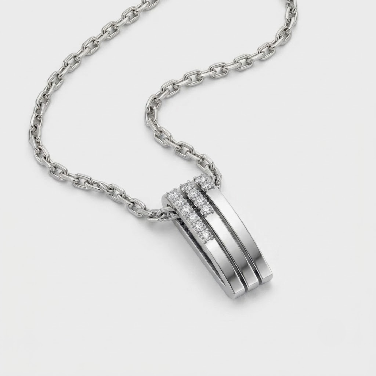 Triple Bar Pavé Diamond Drop Necklace