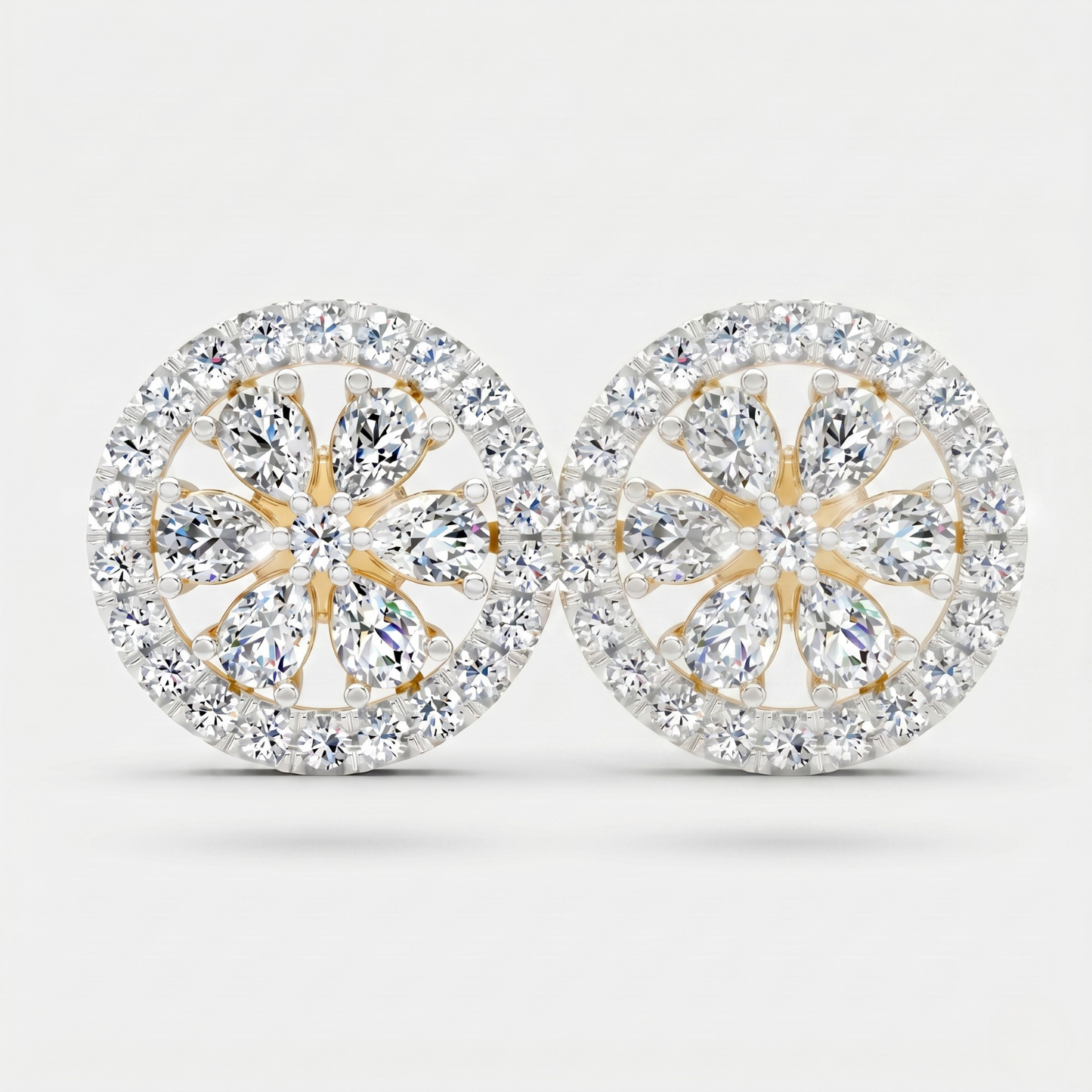 Blooming Pear Diamond Halo Studs