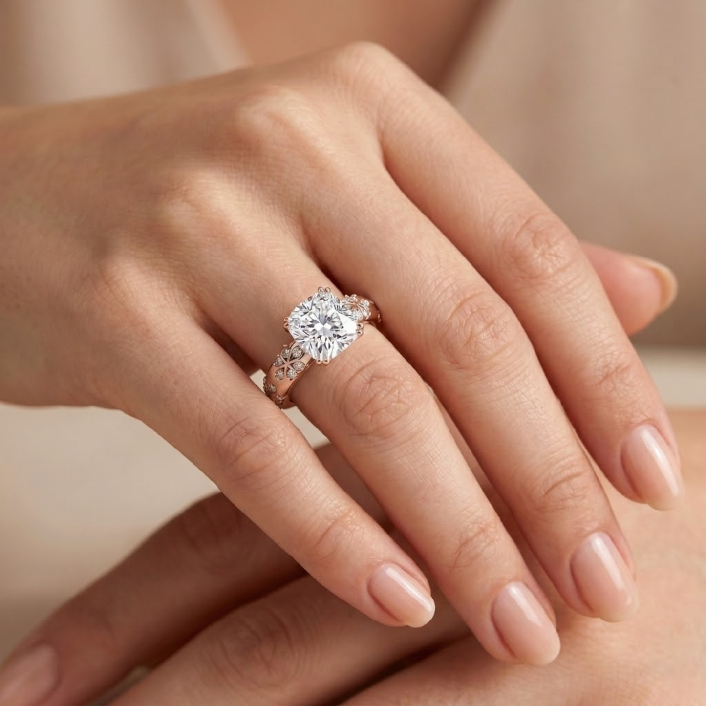 Classic Round Solitaire Pavé Ring