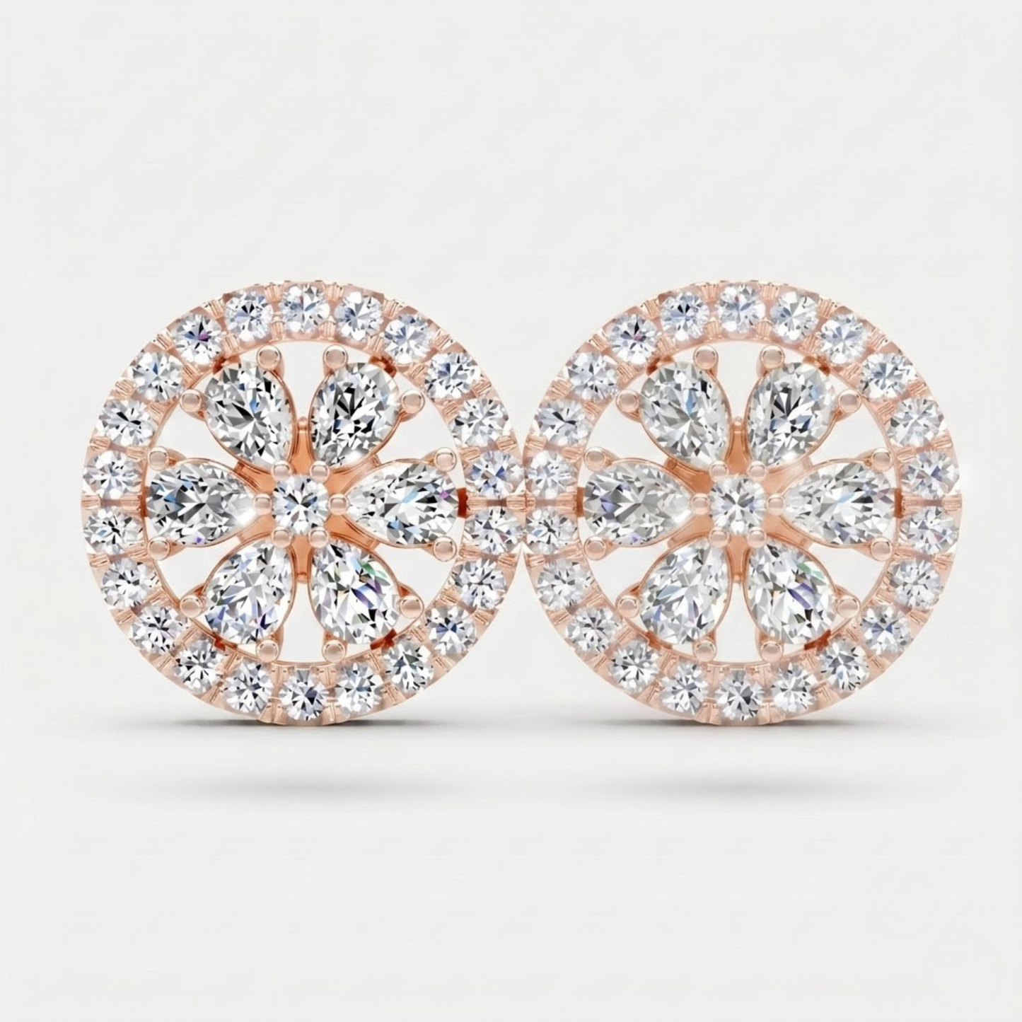 Blooming Pear Diamond Halo Studs