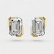 Emerald-Cut Solitaire Moissanite Diamond Stud Earrings