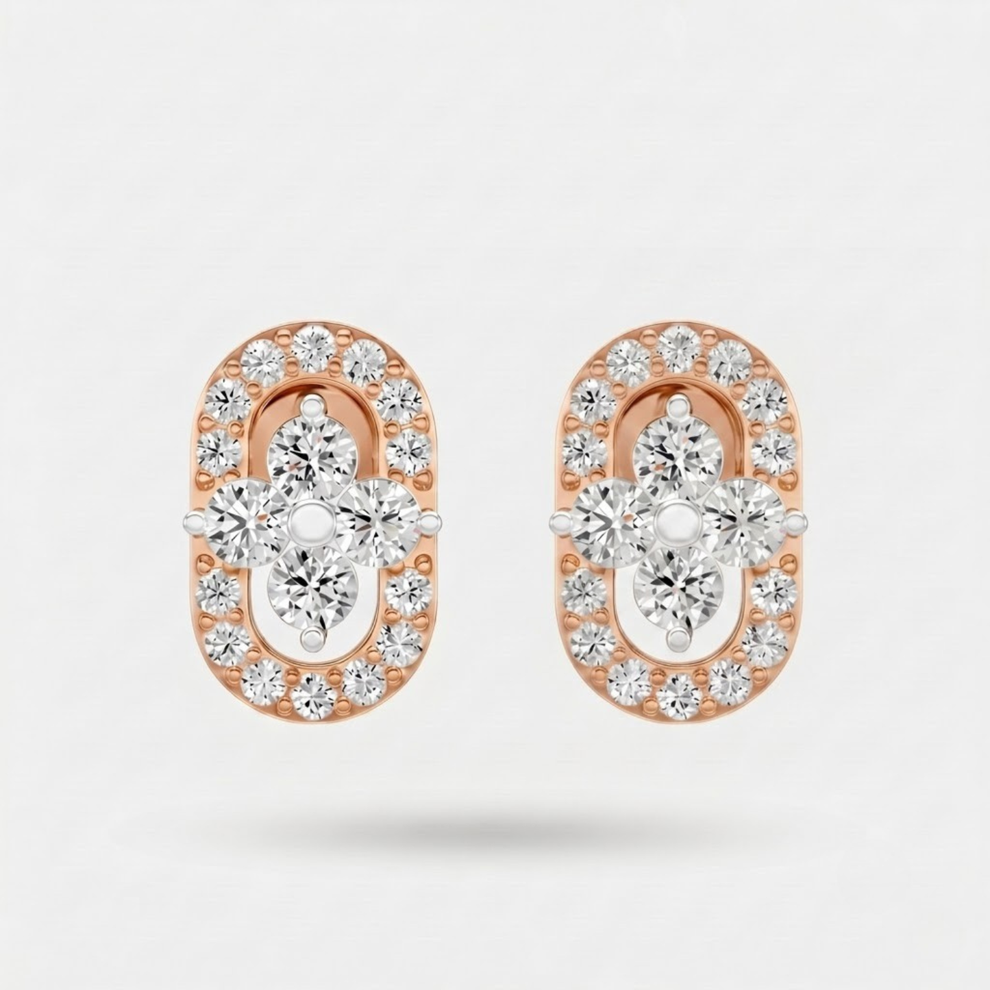 Modern Diamond Floral Center Round Studs