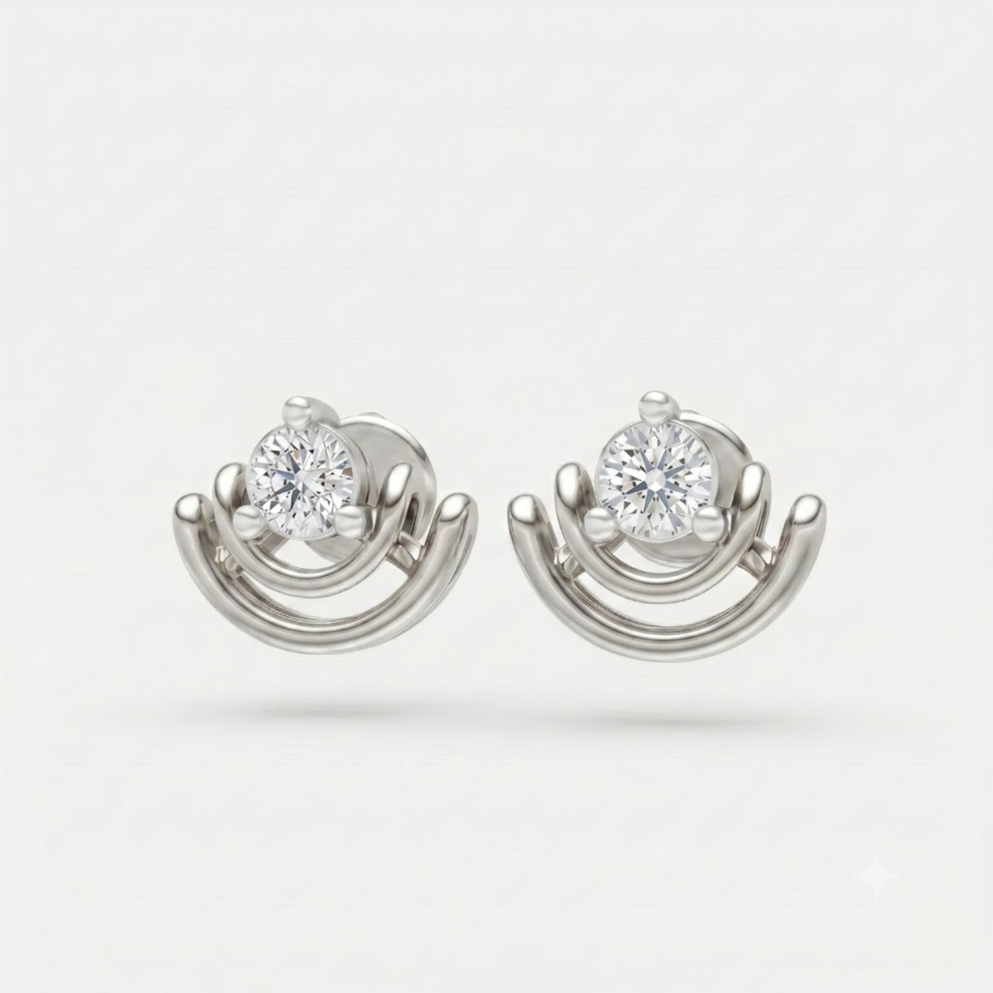 Elegant Dual Arc Diamond Stud Earrings