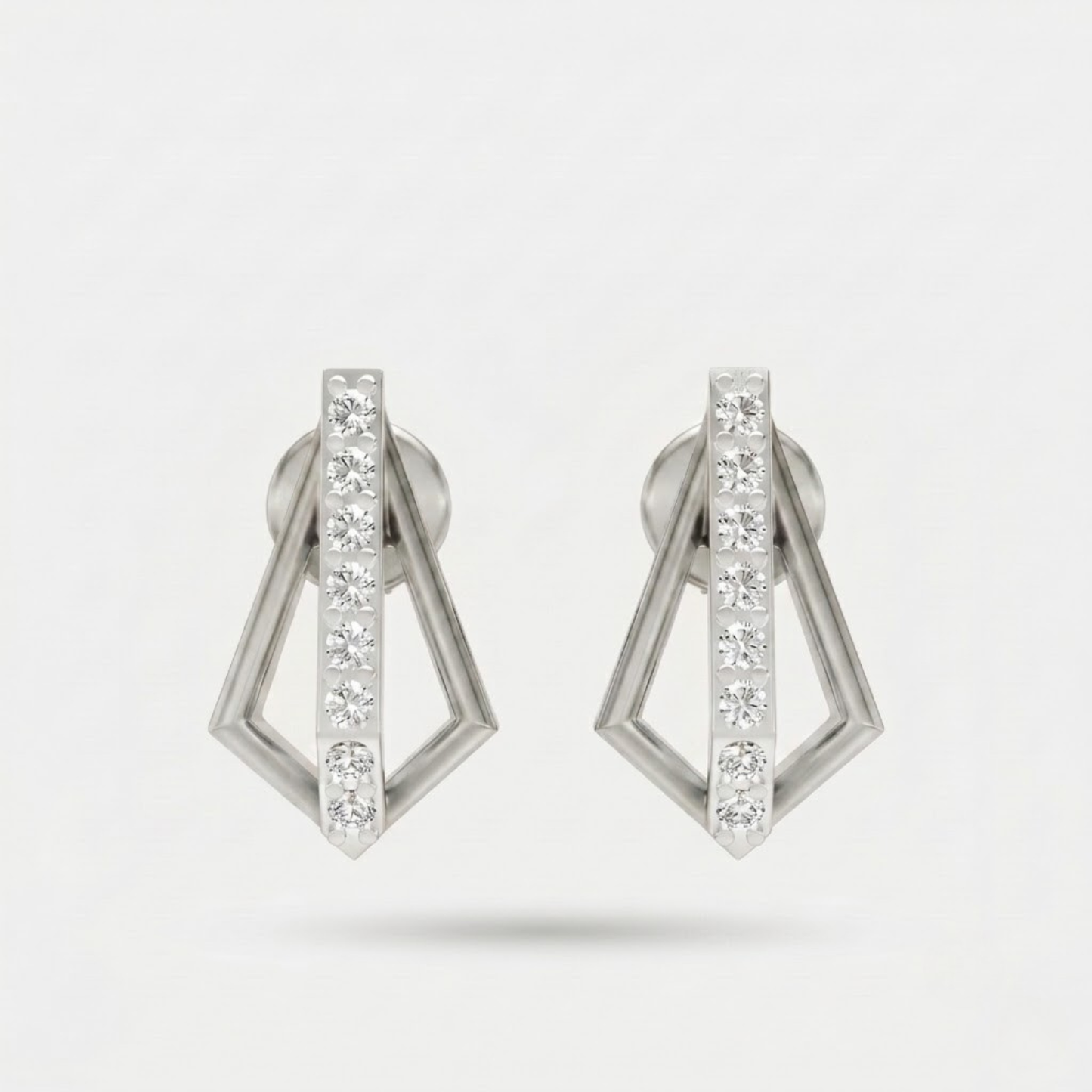 Modern Open Kite Diamond Stud Earrings