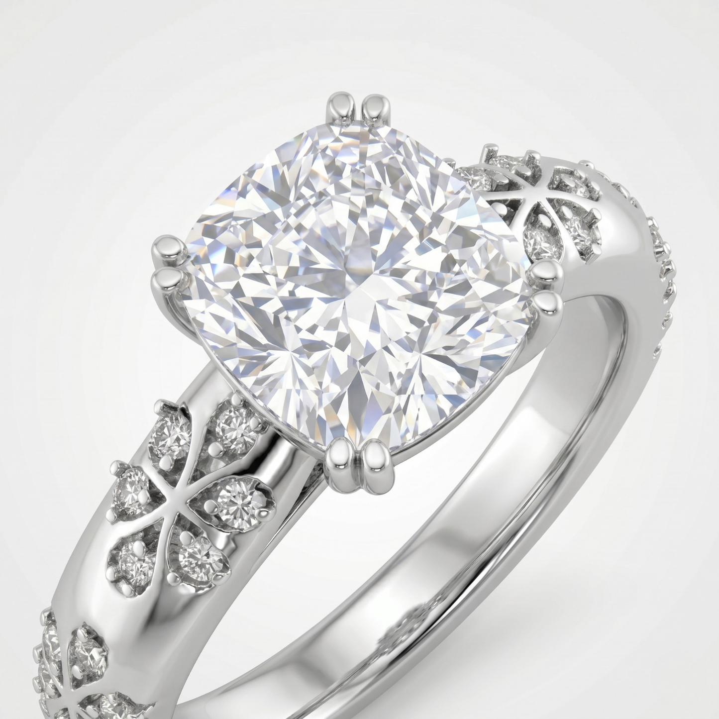 Classic Round Solitaire Pavé Ring