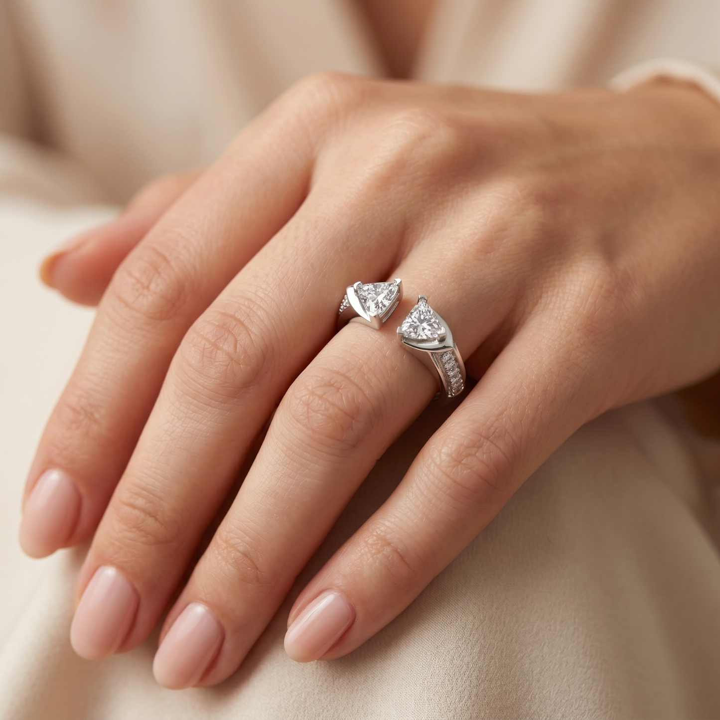 Aurora Open Triangle Diamond Ring