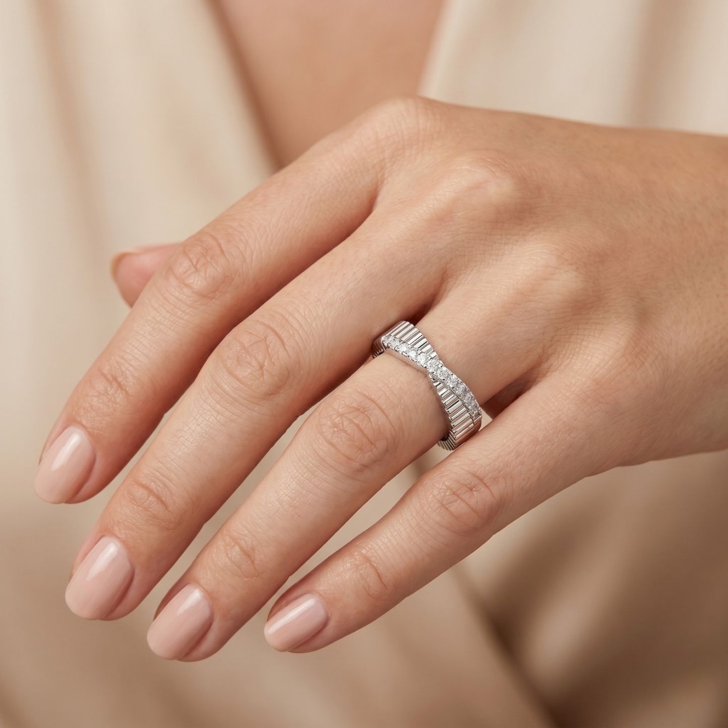 Elegant Textured Diamond Ring