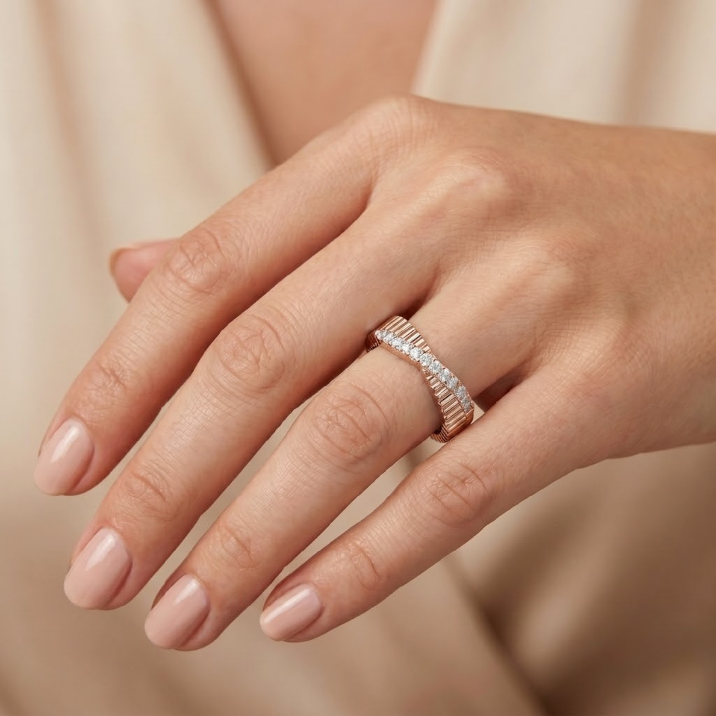 Elegant Textured Diamond Ring