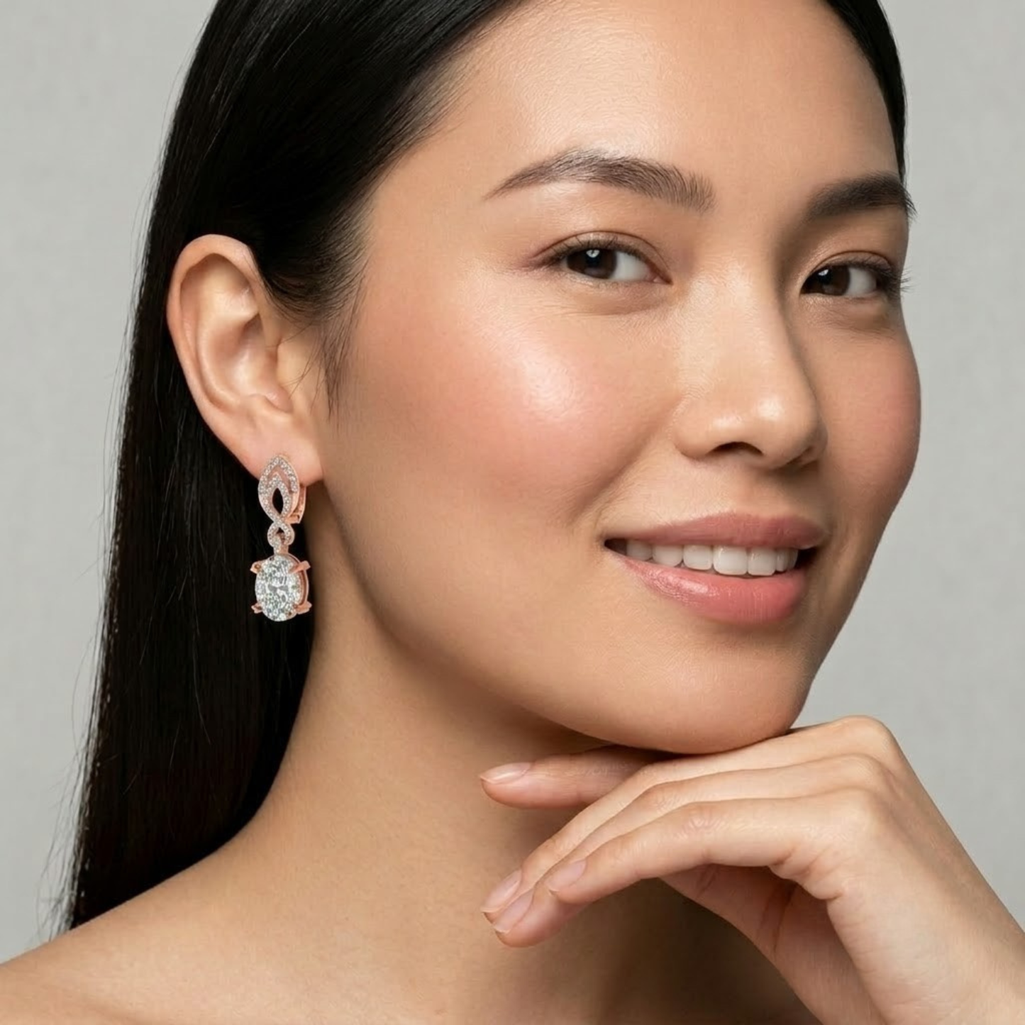 Solitaire Oval Diamond Dangle Earrings