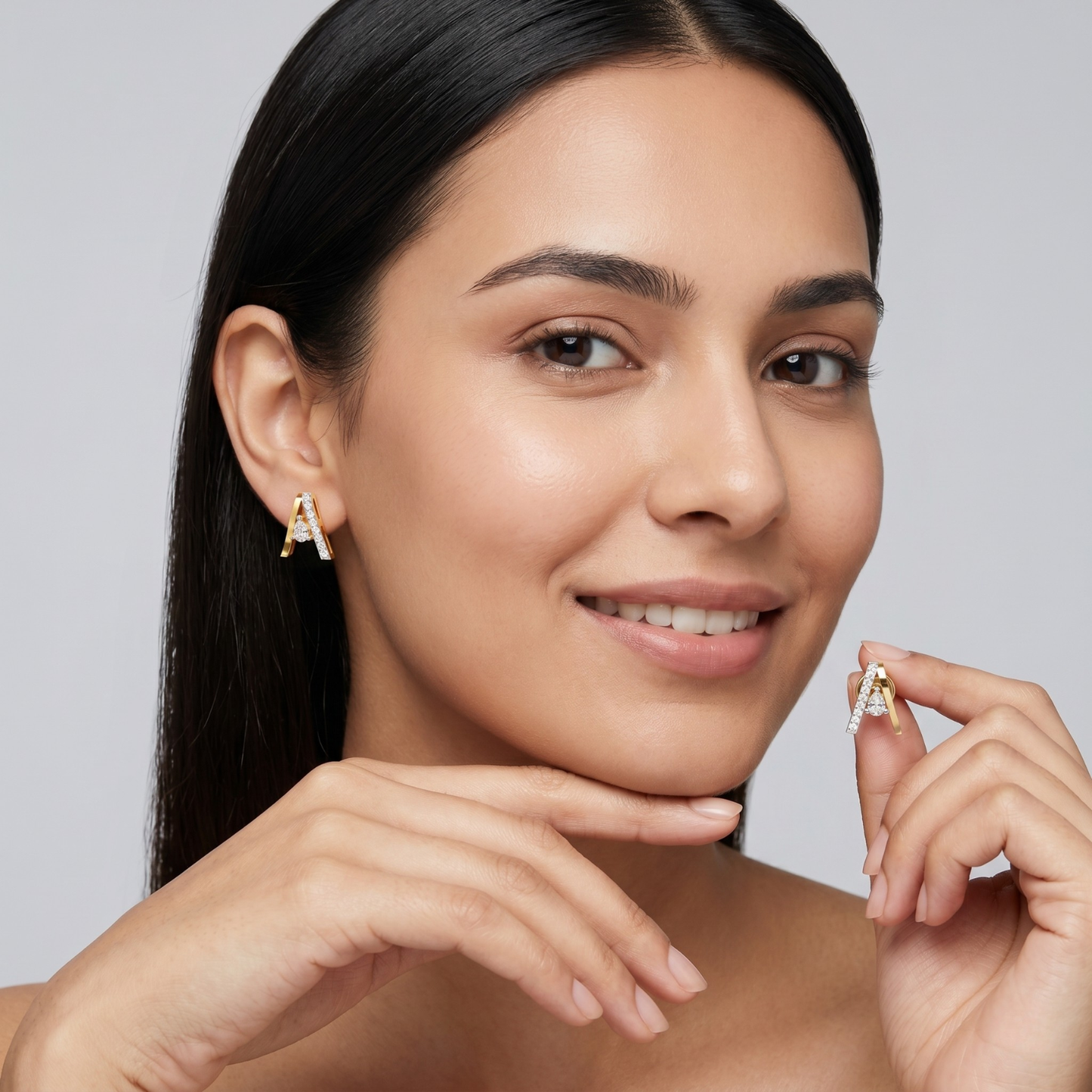 Pear Drop Diamond Stud Earrings