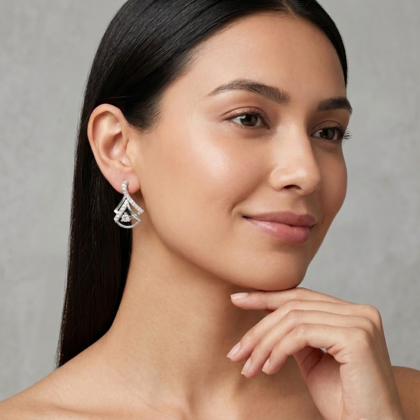 Floral Cluster Earrings with Open Teardrop Stud