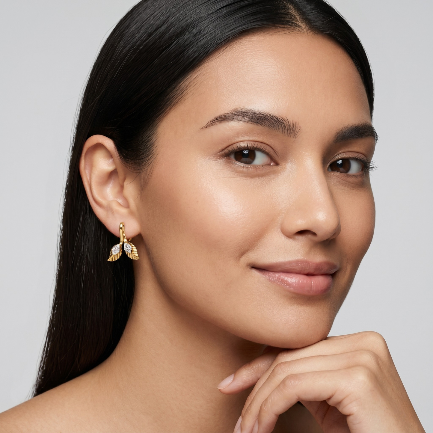 Leaf Shape Moissanite Stud Earrings