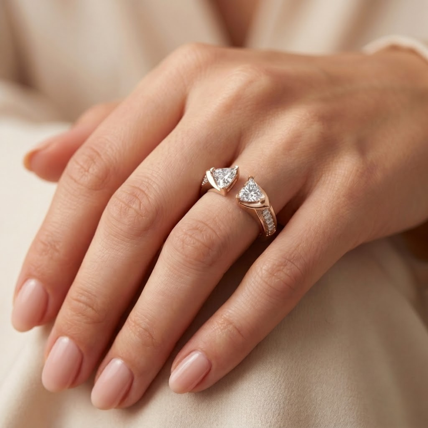Aurora Open Triangle Diamond Ring