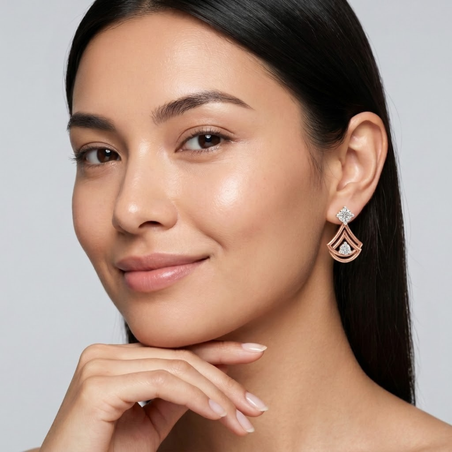 Open-Fan Geometric Multi-Layered Chevron Earrings