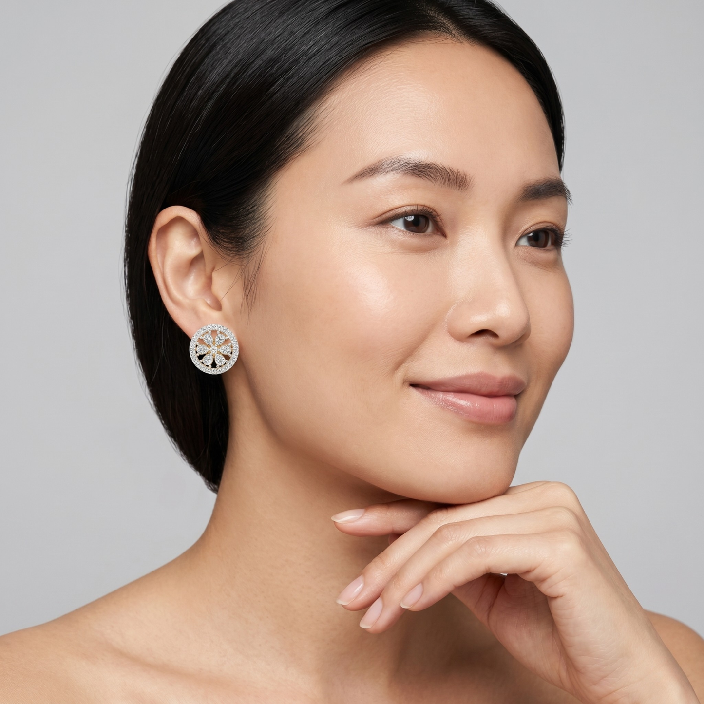 Blooming Pear Diamond Halo Studs