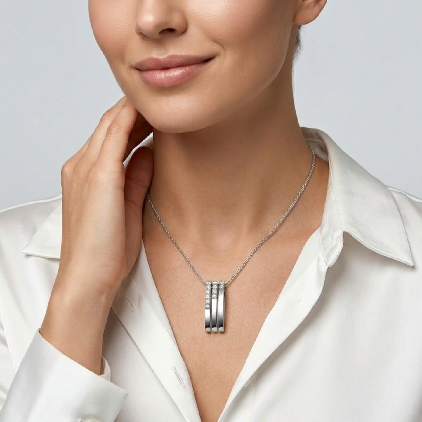 Triple Bar Pavé Diamond Drop Necklace