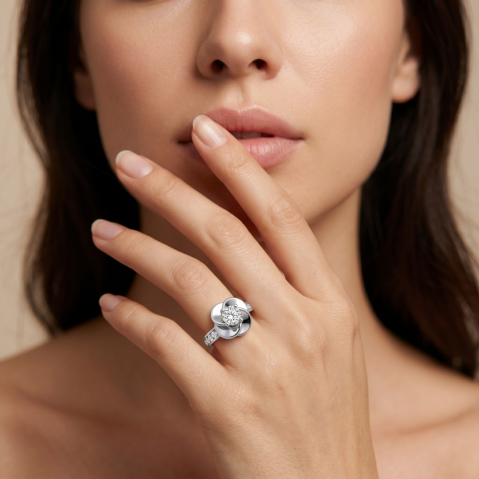 Bloom Flower Moissanite Diamond Ring