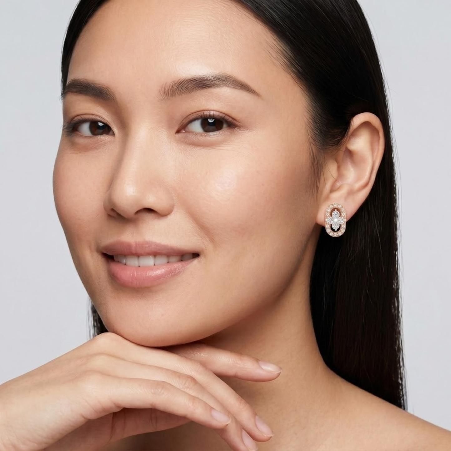 Modern Diamond Floral Center Round Studs
